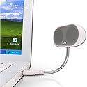JLab USB Laptop Speakers - Portable, Compact, Travel Notebook Speaker for PC and Mac - B-Flex Hi-Fi Stereo USB Laptop Speaker - Pearl White