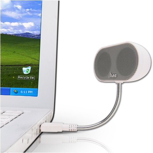 Laptop Speakers - USB, Portable, Compact, Travel Speaker for PC and Mac - B-Flex 2 Hi-Fi Stereo USB Speaker (White)