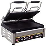 Buffalo Double Contact Grill Ribbed Top Flat Base Plates / Panini Grill