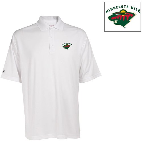 Antigua Men's NHL Minnesota Wild Exceed Desert Dry Xtra-Lite Short Sleeve Polo, White, XX-Large