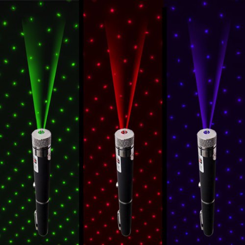 5mW Triple Color with Star Cap - Green Blue Red Laser Pointers with Star Cap Combo - 3pcs