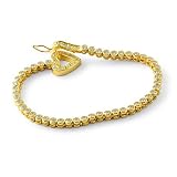 10.60gm Cubic Zirconia Heart Pendant Cz Stone Gold Plated Bracelet Sterling Silver 925 7