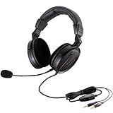 ELECOM �w�b�h�Z�b�g�}�C�N���t�H�� �����I�[�o�[�w�b�h 1.8m �Q�[�}�[���� �u���b�N HS-HP13BK