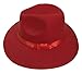 Bigood Unisex Women Imitation Cashmere Large Brim Panama Sun Fedora Hat Red