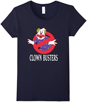 Women's FUNNY CLOWN BUSTERS T-SHIRT Halloween Costume Small Navy
