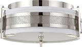 Nuvo Lighting 60/4336 Three Light Diesel Medium Flush with Slate Gray Fabric Shade/Frosted Diffuser, Polished Nickel