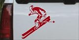 Car Sport-Skier Sports Car Window Wall Laptop Decal Sticker -- Red 8in X 8.0in