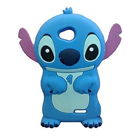 LG L70 Case LG Exceed II W7 Stitch Silicone Case,Tribe-Tiger 3D Cartoon Stitch&amp;Lilo pink Ears Silicon Gel Rubber Case Cover Skin for LG Optimus L70/Optimus Exceed II W7(A Blue Stitch)