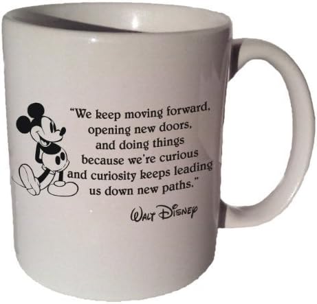 Mickey Mouse Disney "We Keep Moving Forward, Opening New Doors..." Quote Coffee Tea Ceramic Mug 11 Oz by VM Reigns