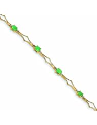 1.6 Carat 14K Gold Diamond and Emerald Bracelet