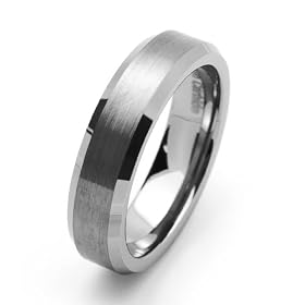 6MM Comfort Fit Tungsten Carbide Wedding Band Beveled Edges For Men & Women (5.5 to 15) Size 5