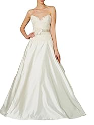 A-line Strapless Sweetheart Lace Applique Taffeta Evening Dress/Party Dress/Wedding Dress 