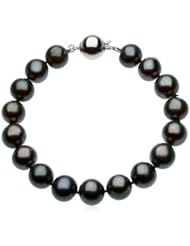 Black Cultured Pearl Bracelet in Silver