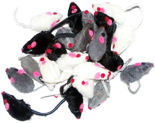 Zanies Realistic Mice Cat Toys - Hours of Fun - Set of 20 - White / Gray / Black