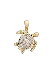 Turtle Pendant with Diamonds in 14K Yellow Gold - 19mm