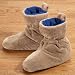 Down Filled Slippers; Camel/Midnight Blue Image
