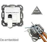Produkt-Bild: Netzwerkdose Cat6 doppelt, geschirmt, Unterputz, UPEK De-Embedded - Netzwerk Wanddose mit LSA Anschluss Kabelzuf&uuml;hrung oben/ unten