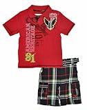 Company 81 Apple Red & Colorful Plaid Toddler Boys 2Pc Short Set