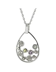 Sterling Silver Multiple Stone White Topaz, Amethyst, Peridot and Blue Topaz Pendant Necklace, 18"