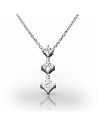 Platinum Classic Graduated Diamond Pendant with Three Princess Cut Diamonds. 7/8 CTW