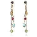 14k Yellow Gold Exotic Multi-Gemstone Dangle Earrings