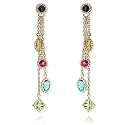 14k Yellow Gold Exotic Multi-Gemstone Dangle Earrings