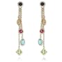14k Yellow Gold Exotic Multi-Gemstone Dangle Earrings