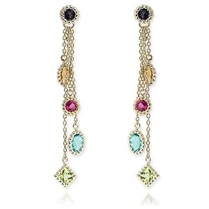 14k Yellow Gold Exotic Multi-Gemstone Dangle Earrings by Amazon.com Collection