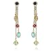 14k Yellow Gold Exotic Multi-Gemstone Dangle Earrings