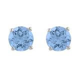 Sterling Silver Genuine Blue Topaz 6mm Round Stud Earring
