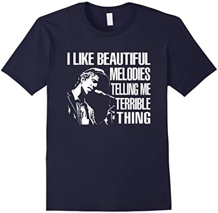 Men's Tom Waits T-shirt - I Like Beautiful Melodies T-Shirt  3XL Navy
