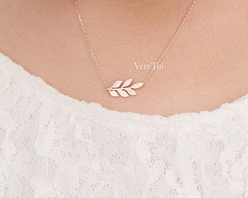 Simple Natural Pink RoseGold Leaf Necklace