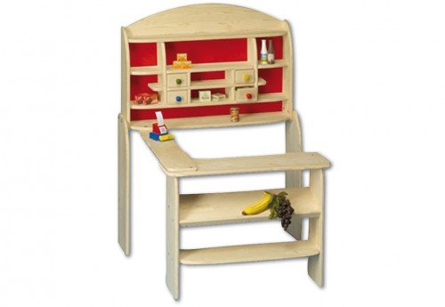Beluga 30830 - Kaufladen aus Holz Ma&szlig;e: 115 x 75 x 84 cm natur / rot Preisvergleich