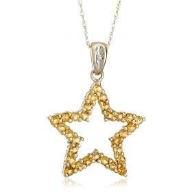 10k Yellow Gold, November Birthstone, Citrine Star Pendant, 18"