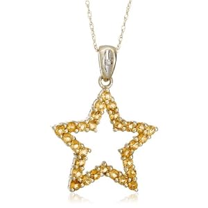 10k Yellow Gold, November Birthstone, Citrine Star Pendant, 18 by