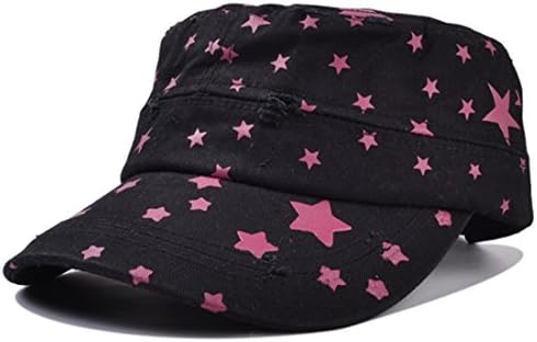 Washed Cotton Twill Cap Corps Hat Unisex Adjustable Fitted Army Cap (black)