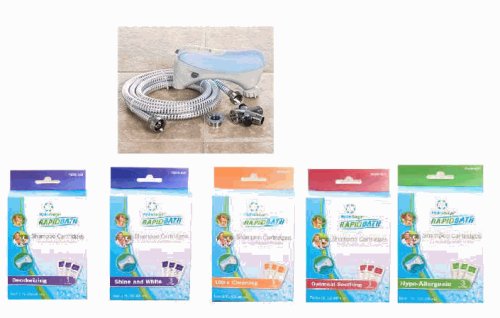 RapidBath Pet Bathing System Combo Kit - Rapid Bath PLUS 5 Packages of Shampoo kits