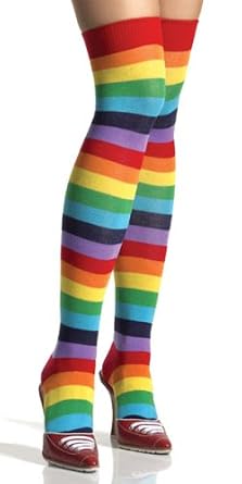 Lycra Acrylic Multicolor Rainbow Thigh High