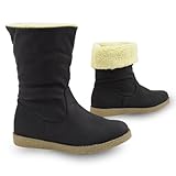 Klassische Damen Schuhe Damenstiefeletten Winterstiefeletten gefüttert Stiefeletten 39 schwarz