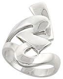Sterling Silver Flawless Quality Interlocking Hearts Ring, 1 1/8