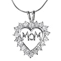 Silver Mom Cubic Zirconia Heart
