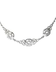 Triple Pentacle Celtic Knot Triquetra Pentagram Sterling Silver Necklace 18"