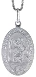 Sterling Silver Oval St. Christopher Medal 7/8 X 9/16 (23 X 15 mm).