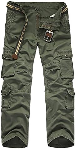 Cheruna Men's Loose Work Mid Rise Outdoor Straight Leg Cargo Pants Army Green 38