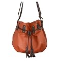 Bucket / Duffle Fashion Cross Body Bag Orange & Dark Brown