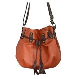 Bucket / Duffle Fashion Cross Body Bag Orange & Dark Brown