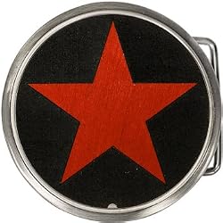 Real Wood Red Star Belt Buckle