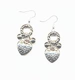 1 paire Boucles d'oreilles metal, perles argent&eacute;es,