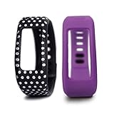 iCasso Replacement 2 Pieces Wrist Band with Clasp for Garmin Vivofit Flex Only /No Tracker/ Wireless Activity Band Wristband with 4pcs iCasso Cable Ties (Polka & Purple, Large)