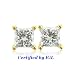 IGL Certified 18k Yellow Gold Princess Cut Diamond Stud Earrings (HI, I, 1.00 carat)-Appraisal Report Included